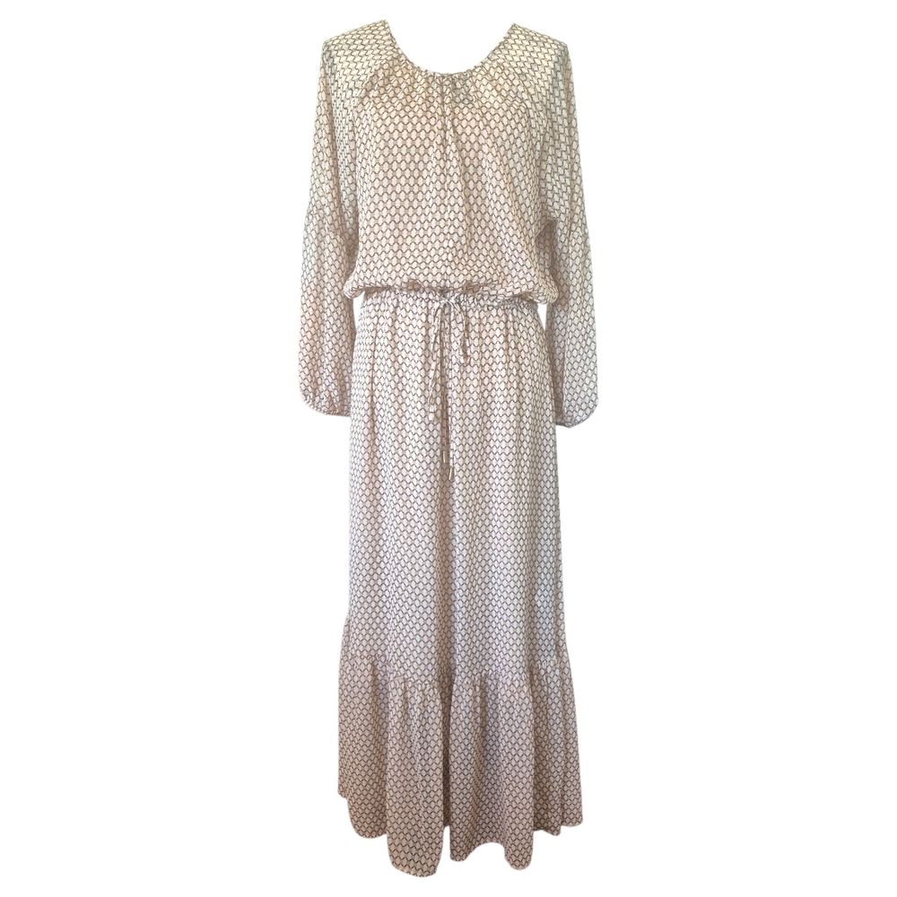 DKNY Printed Peasant Maxi Dress Sz L - Picture 3 of 10